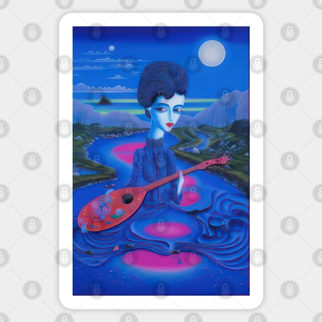 Serenade of the Moonlit Tide Sticker by TooplesArt